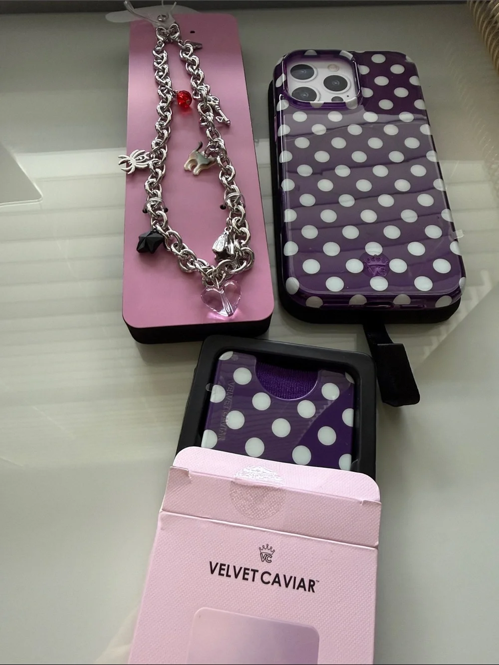 Velvet Caviar 16 pro max Purple with White Polka Dot iPhone Case and MagSafe